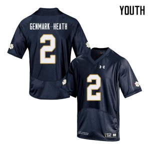 Notre Dame Fighting Irish Youth Jordan Genmark-Heath #2 Navy Under Armour Authentic Stitched College NCAA Football Jersey FGK0899RB